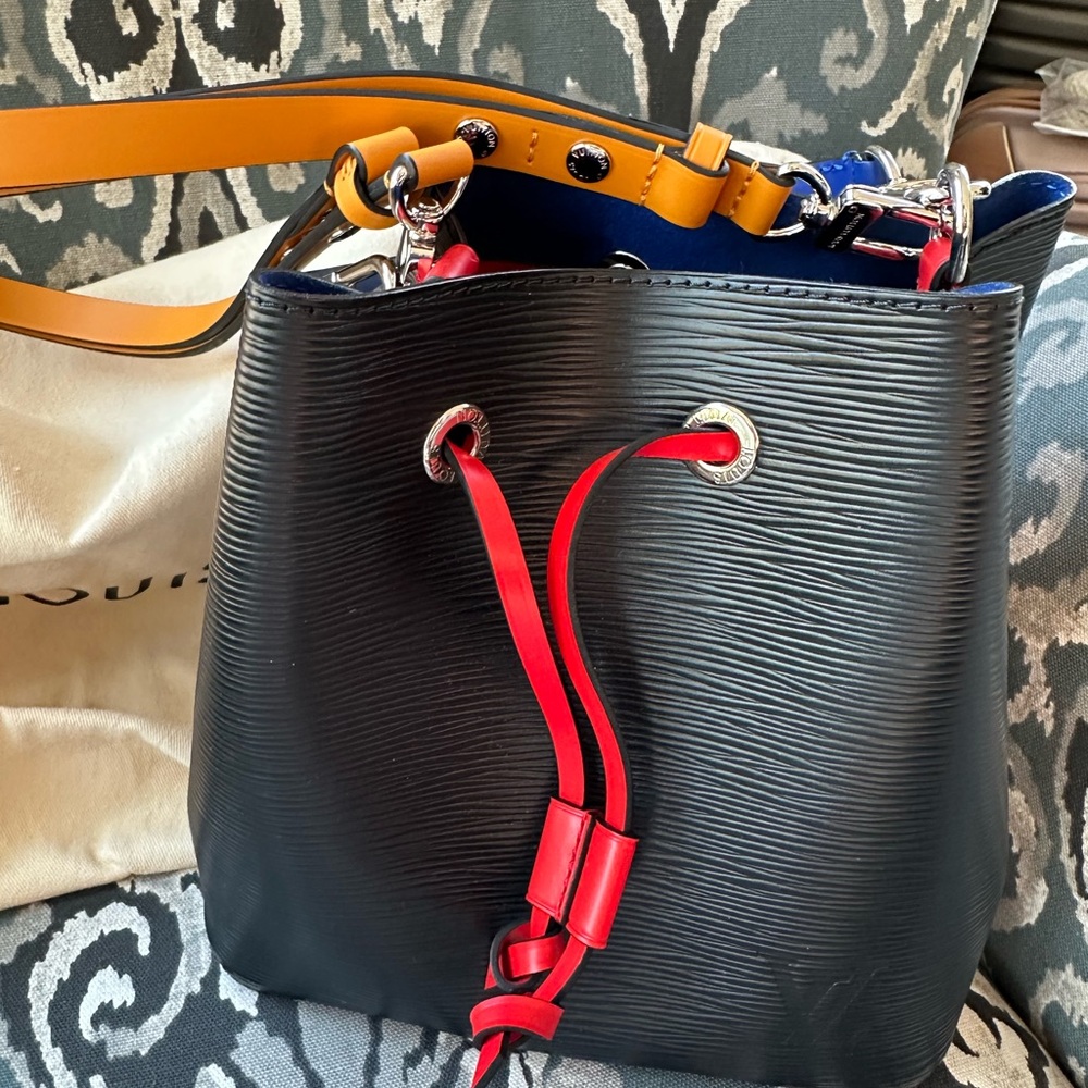 Louis Vuitton Black and Red Bucket Bag